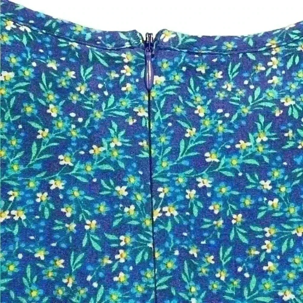 Boden Girls Blue Floral A-Symmetrical dress with zip up back Size 13-14 Y